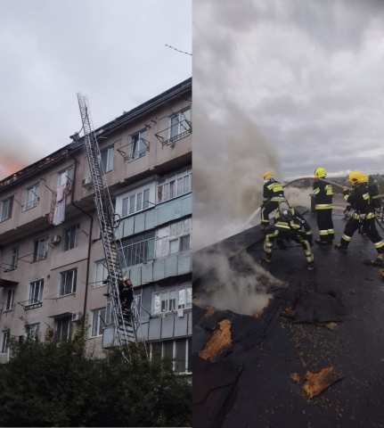 Serviciile municipale au intervenit prompt la locul incendiului produs duminică, la mansarda blocului din strada Paris 34/2